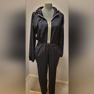 Athleta Black Long-Sleeve Hoodie Jump Suit Pockets Layer-Up Packable